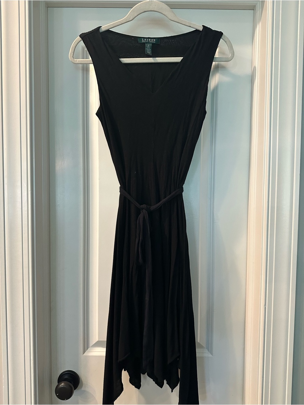 Lauren Ralph Lauren Black Asymmetrical Sleeveless V-Neck Dress